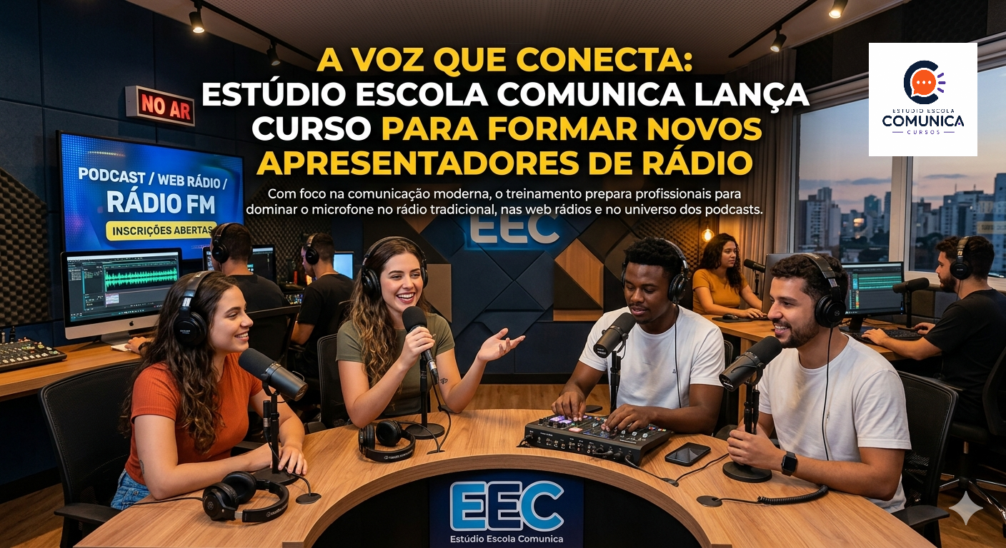 A Voz que Conecta: Estúdio Escola Comunica Lança Curso para Formar Novos Apresentadores de Rádio