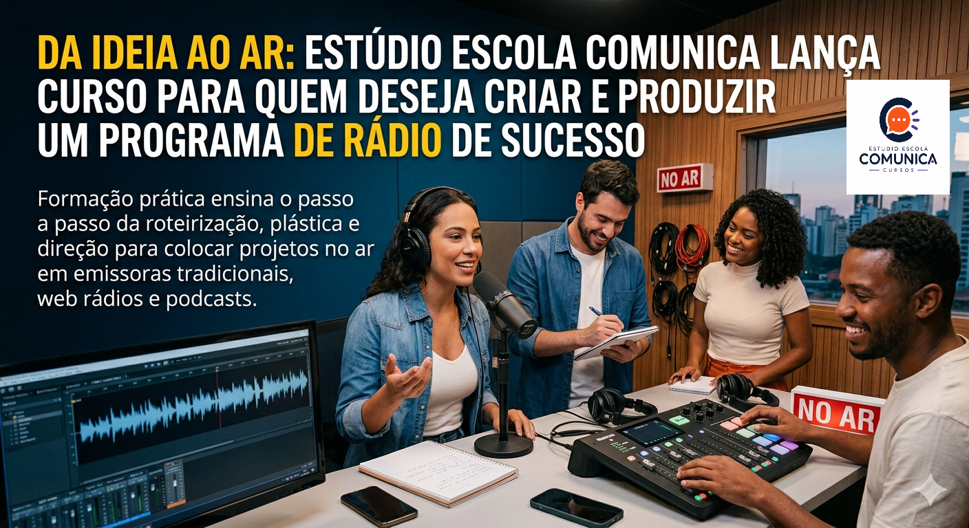 Da Ideia ao Ar: Estúdio Escola Comunica Lança Curso para Quem Deseja Criar e Produzir um Programa de Rádio de Sucesso